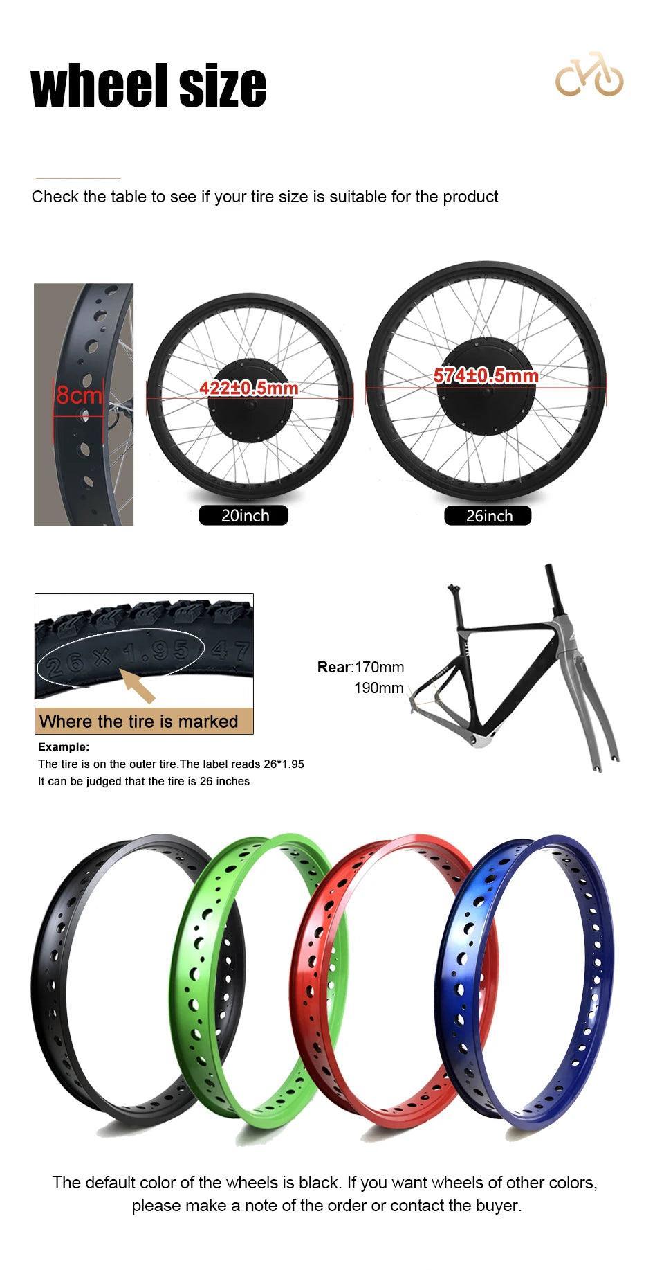 72V 3000W Electric Bike Conversion Kit Fat EBike 20" 26" x4.0 Motor - Franklyn & Page E-Bike Emporium