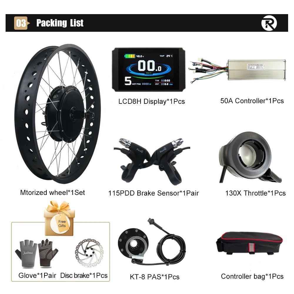 72V 3000W Electric Bike Conversion Kit Fat EBike 20" 26" x4.0 Motor - Franklyn & Page E-Bike Emporium