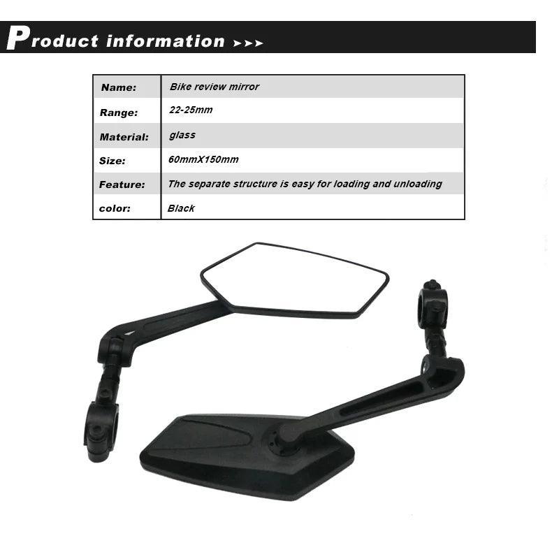 Bicycle Rear View Mirror Bike Cycling Clear Wide Range Back Sight Rearview Reflector Adjustable Handlebar Left Right Mirror - Franklyn & Page E-Bike Emporium