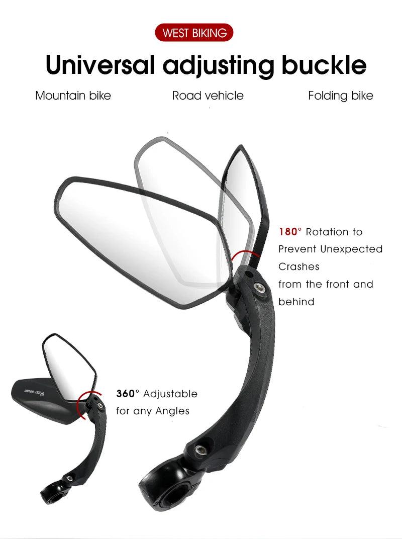 WEST BIKING Anti-Glare Bicycle Mirror Handlebar Rear View Wide Range Back Sight Reflect electric scooter Mirror bike accessories - Franklyn & Page Emporium