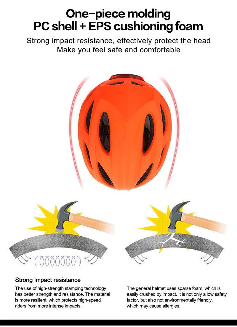 LED Lamp Cycling Bicycle Helmet With LED Tail Light Intergrally-molded Outdoor Sport Riding Cycling Motorcycle Bike Equipment - Franklyn & Page Emporium