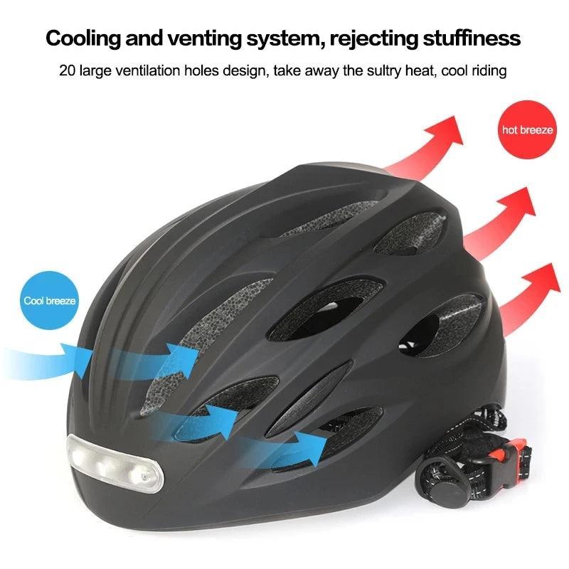 LED Lamp Cycling Bicycle Helmet With LED Tail Light Intergrally-molded Outdoor Sport Riding Cycling Motorcycle Bike Equipment - Franklyn & Page Emporium