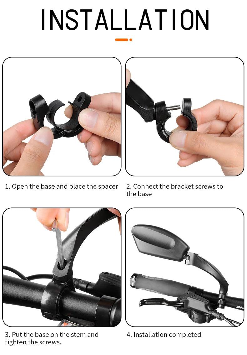 Stainless Steel HD Bike Rear VIew Mirror 360° Rotatable MTB Rear Mirror Widen Big View Road Bicycle Mirror Bike Accessories - Franklyn & Page Emporium