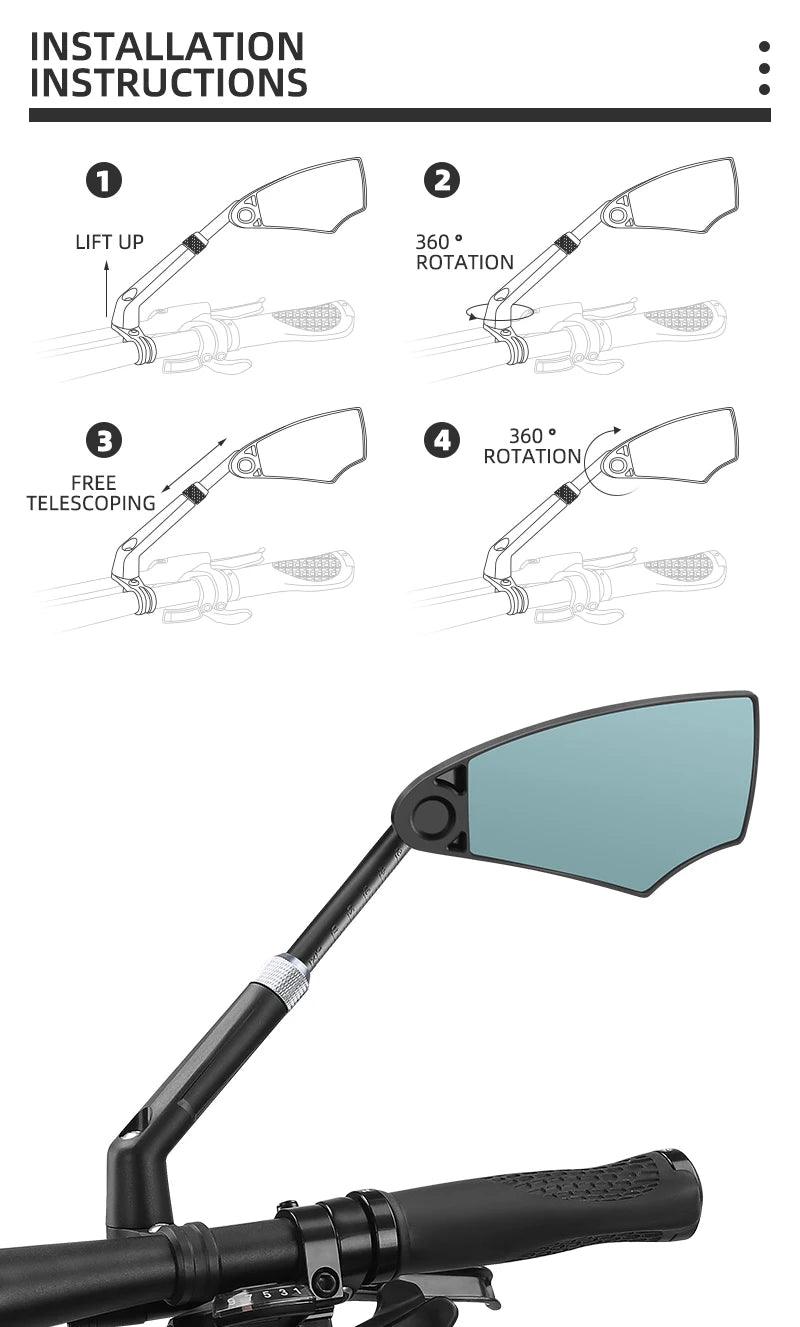 WEST BIKING Anti-Glare Bicycle Mirror Handlebar Rear View Wide Range Back Sight Reflect electric scooter Mirror bike accessories - Franklyn & Page Emporium