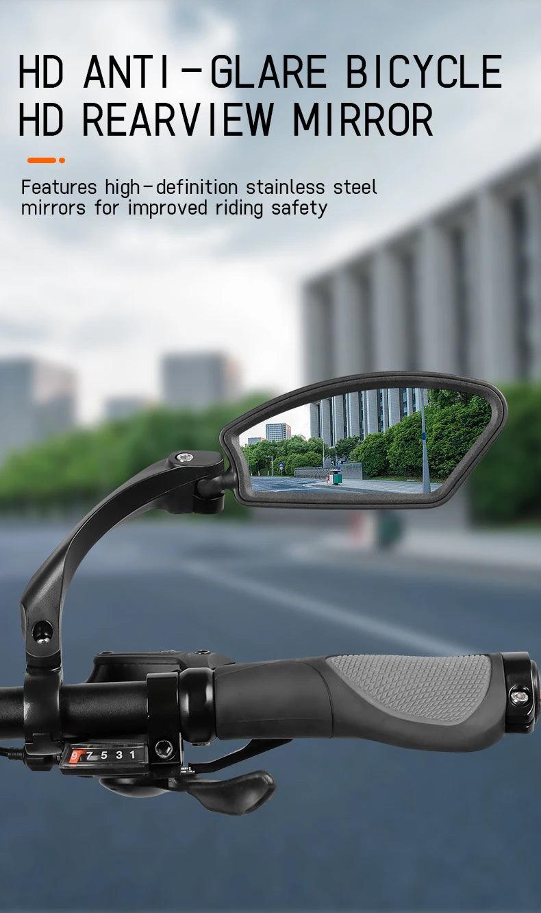 Stainless Steel HD Bike Rear VIew Mirror 360° Rotatable MTB Rear Mirror Widen Big View Road Bicycle Mirror Bike Accessories - Franklyn & Page Emporium
