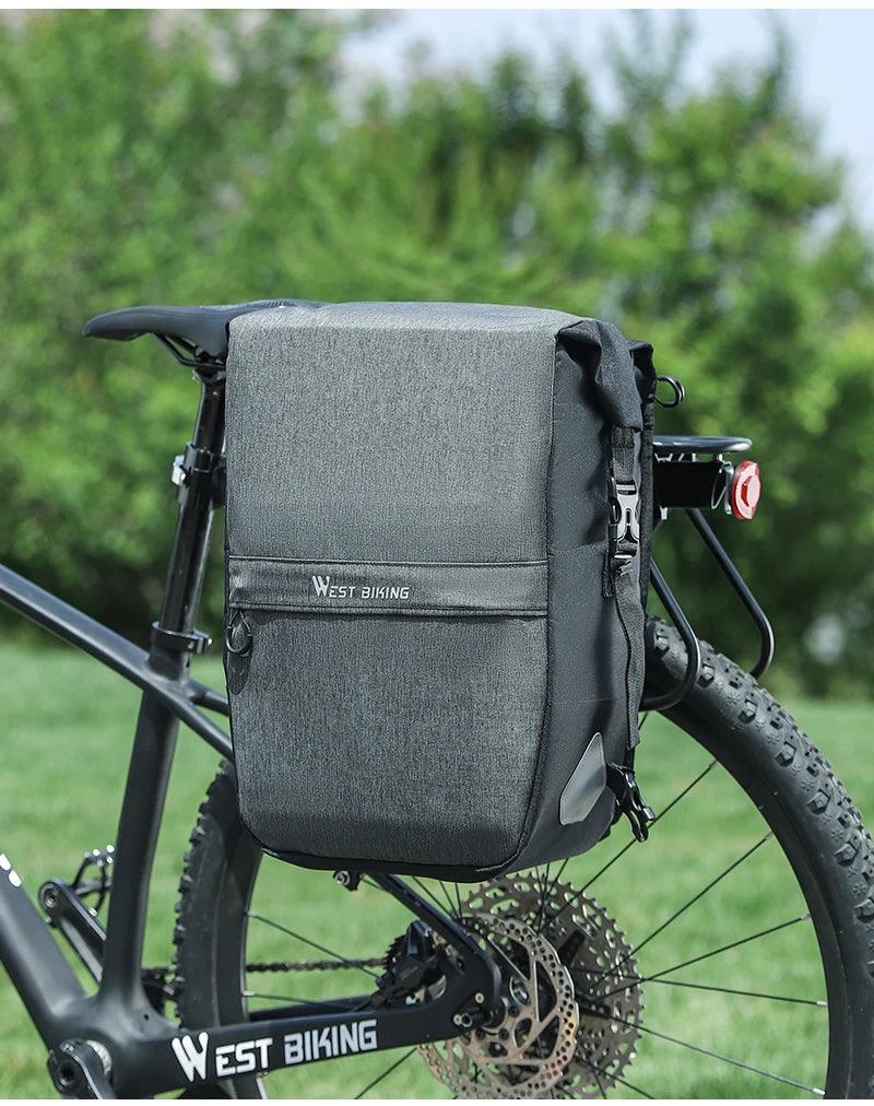 WEST BIKING Full Waterproof Bicycle Pannier 25L Large Capacity Bike Rack Bag Long Travel Cycling Bag MTB Road Bike Accessories - Franklyn & Page Emporium