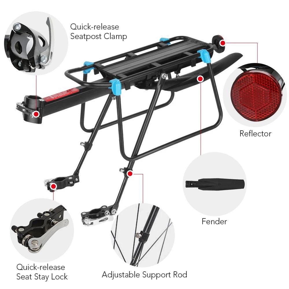 Quick Release Adjustable Bike Bicycle Cargo Rack Bike Rear Rack MTB Road Bicycle Bike Cargo Luggage Carrier Rack with Mudguard - Franklyn & Page Emporium