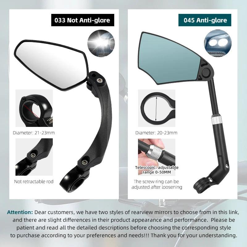 WEST BIKING Anti-Glare Bicycle Mirror Handlebar Rear View Wide Range Back Sight Reflect electric scooter Mirror bike accessories - Franklyn & Page Emporium