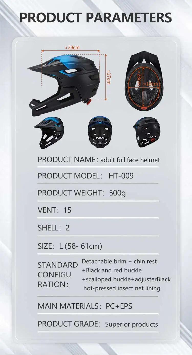 Bicycle Bike Helmet Full Face Detachable One-piece - Franklyn & Page Emporium