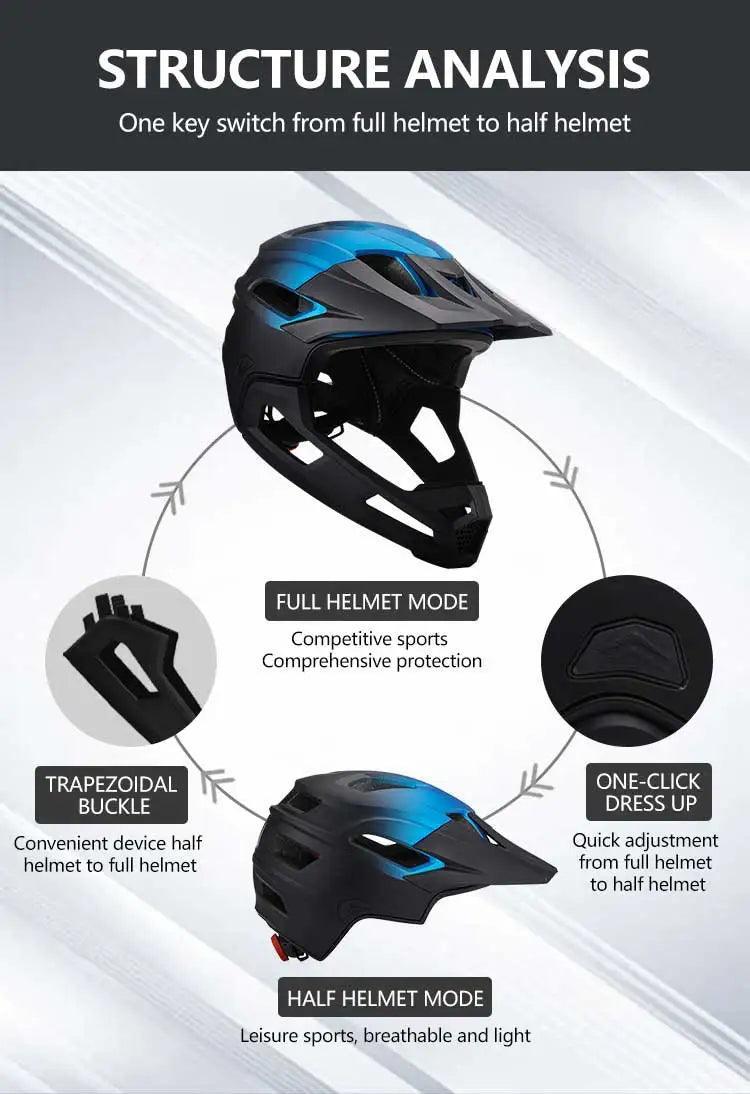 Bicycle Bike Helmet Full Face Detachable One-piece - Franklyn & Page Emporium