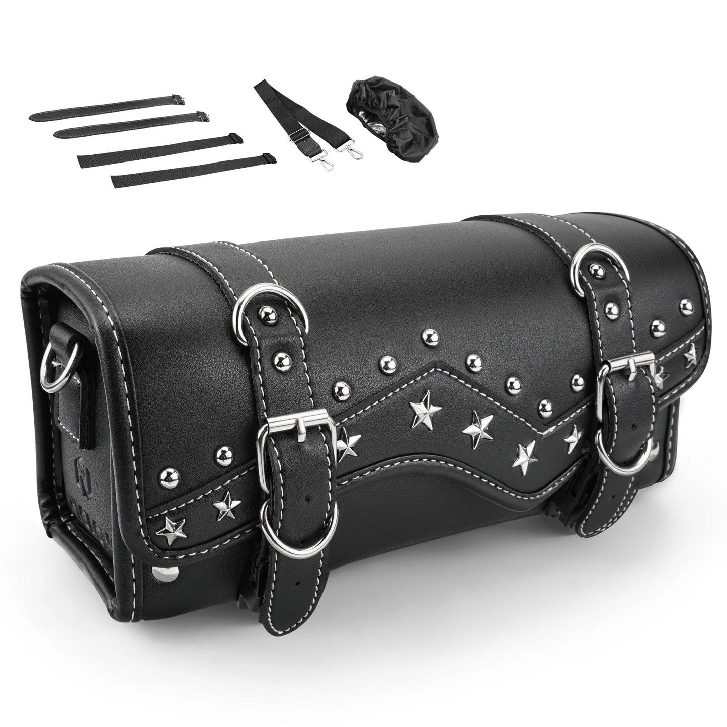 Waterproof Leather Motorcycle Handlebar Saddlebag for Harley Davidson Sportster HondaDual Sport Motorbike Tool Storage Front Box