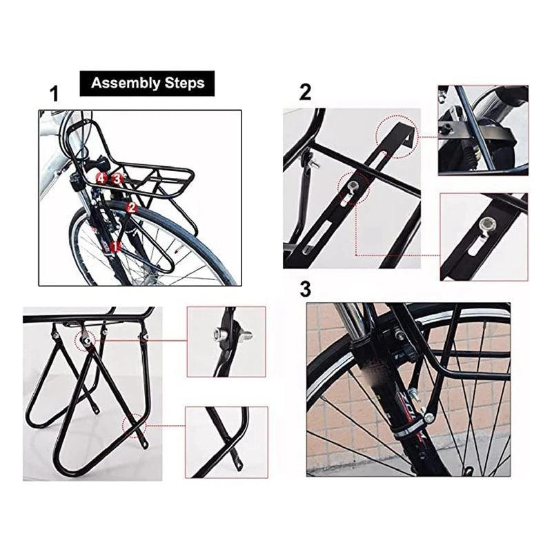 Bicycle Front Cargo Rack Steel Luggage Carrier Racks 15KG Capacity Bike Pannier Rack - Franklyn & Page E-Bike Emporium