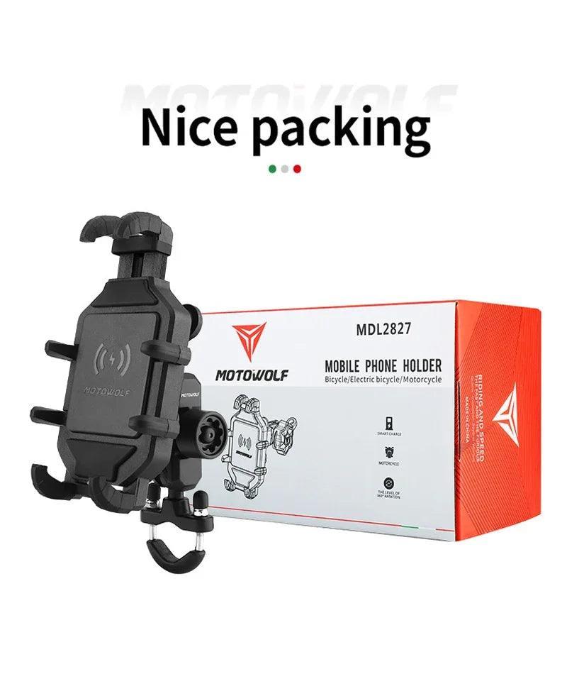 Bike Wireless Charging Phone Holder Cradle 3.0 Quick Charger GPS Moto Support Cellphone Handlebar Mount for 4-7 inch Phone - Franklyn & Page Emporium