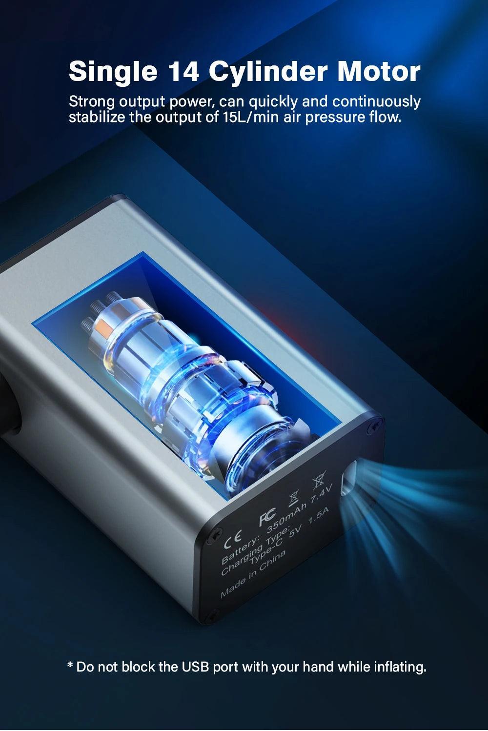 Mini Electric Air Pump Portable tire Cordless FV AV Inflator - Franklyn & Page Emporium