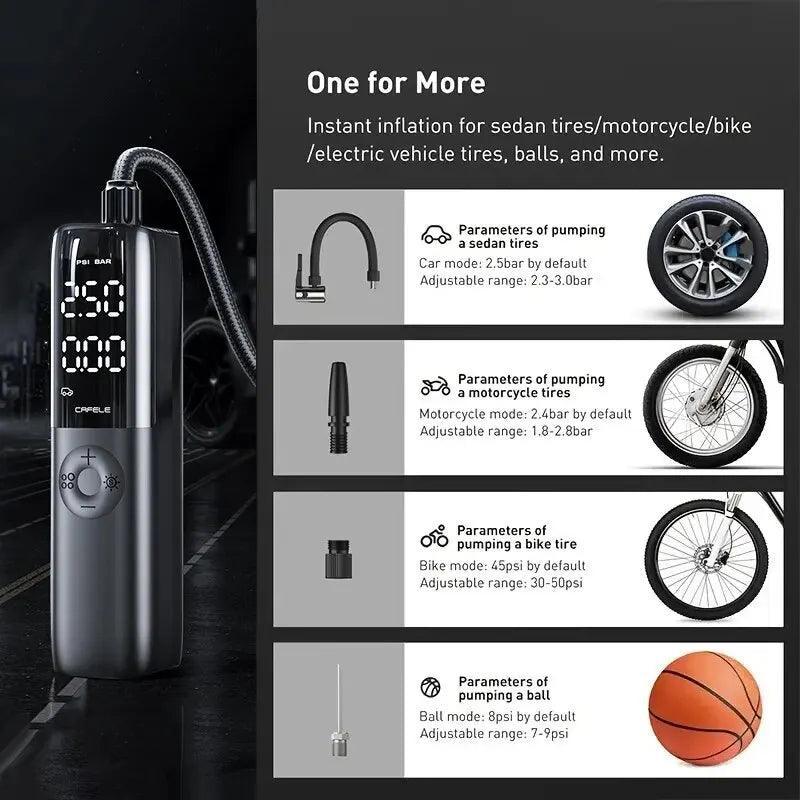 Car Tire Air Pump 12V 150PSI Air Compressor Portable Wired Electric Inflator For Car Motorcycle Bicycle with Extended Power Cord - Franklyn & Page Emporium