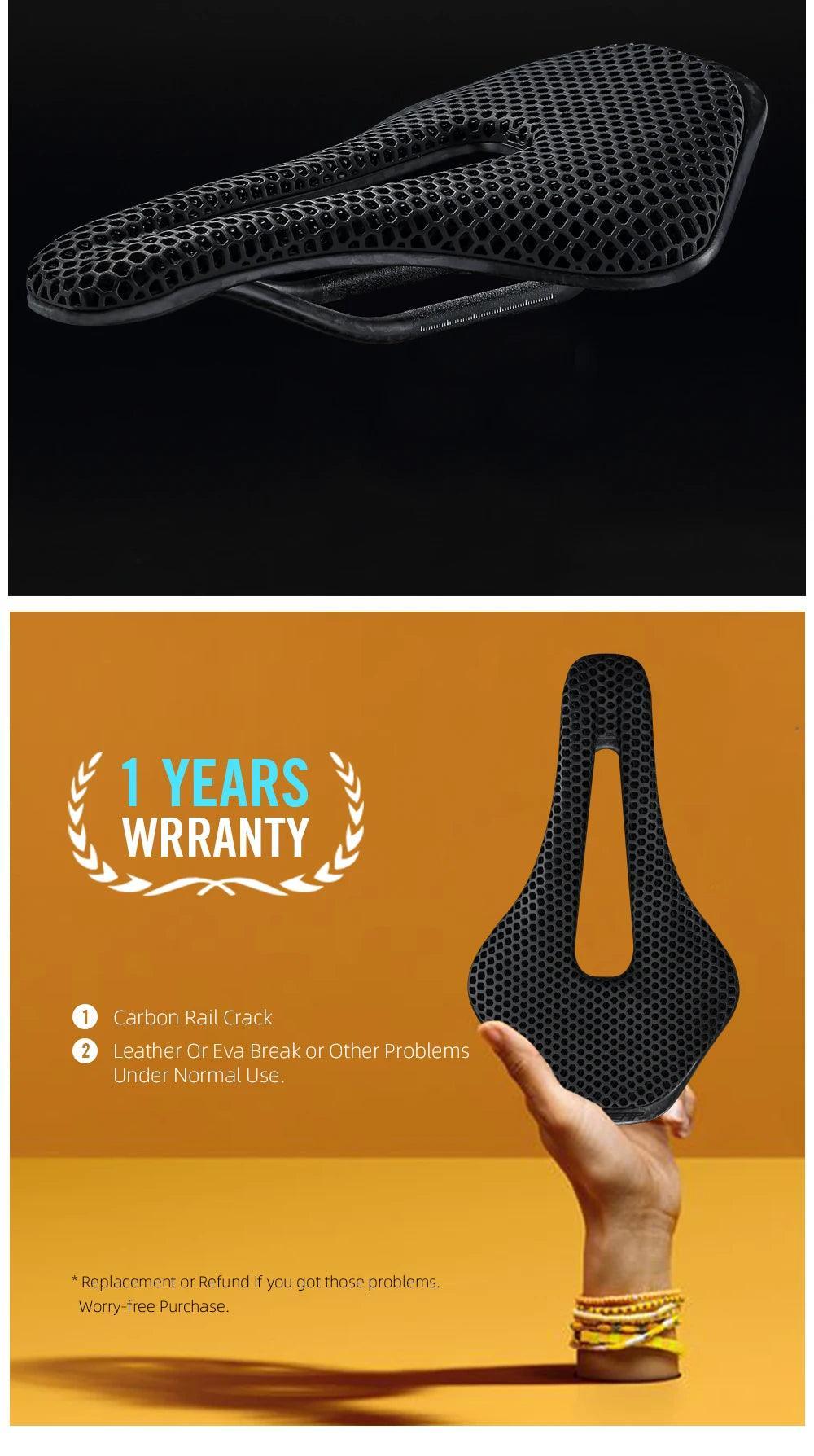 RYET 3D Printed Carbon Bike Saddle For MTB Road Bike Cycling Seat Bicycle Ultralight Saddle Full Carbon Cushion Cycling Parts - Franklyn & Page Emporium