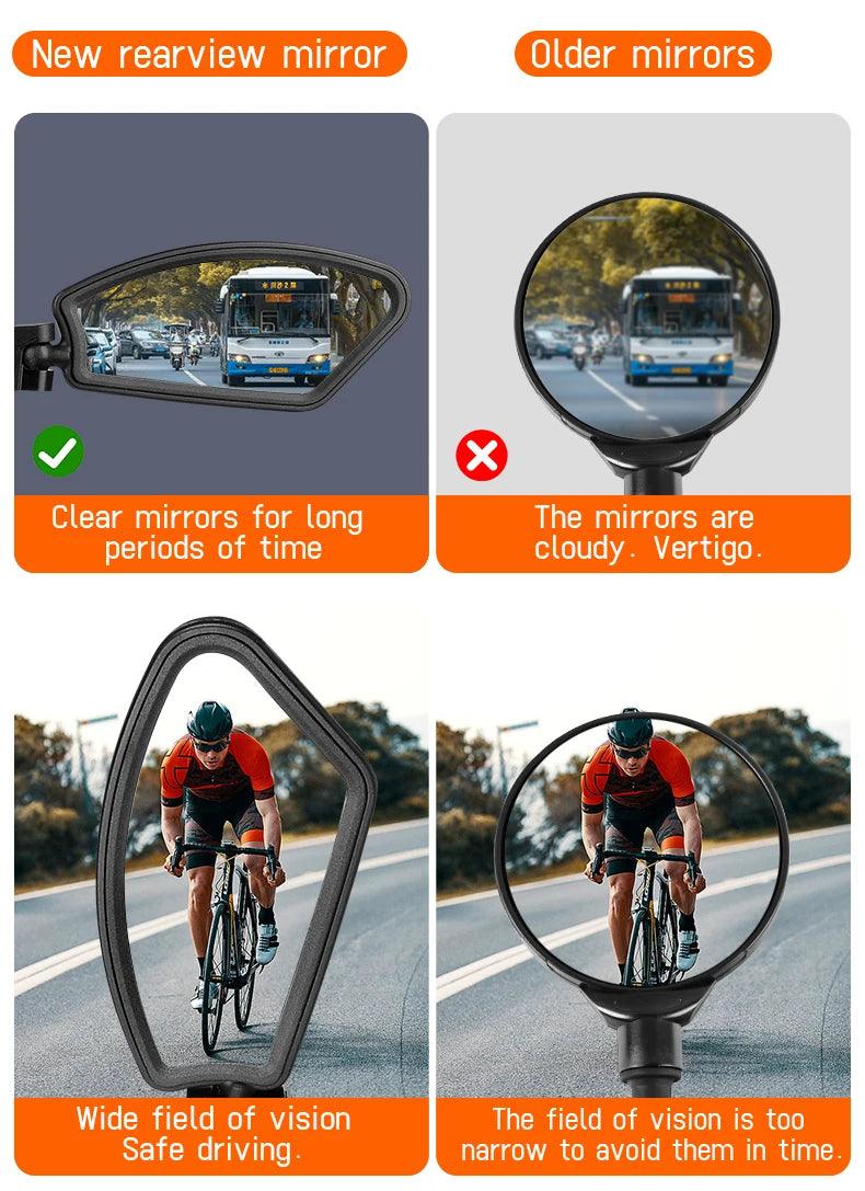 Stainless Steel HD Bike Rear VIew Mirror 360° Rotatable MTB Rear Mirror Widen Big View Road Bicycle Mirror Bike Accessories - Franklyn & Page Emporium