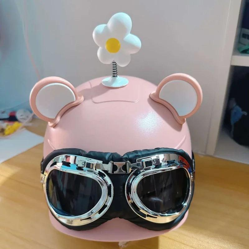 Motorcycle Helmet German Leather Style Pilot Motorcycle Open Face Retro Half Helmet Cruise Chopper Biker Helmet