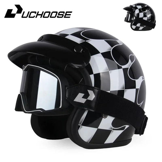 DOT Open Face Three Quarters Casco Moto Motorcycle Accessories Men Moto Helmets Certificated Retro Motorcycle Helmet Free Goggle