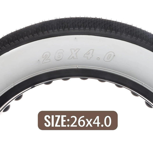 Fat Tire 26x4.0" Antiskid Durable Bike Tyre 26 X 4.0 White Sidewall Bike Tire Universal For Electric Motorcycles Super73 Bikes - Franklyn & Page Emporium