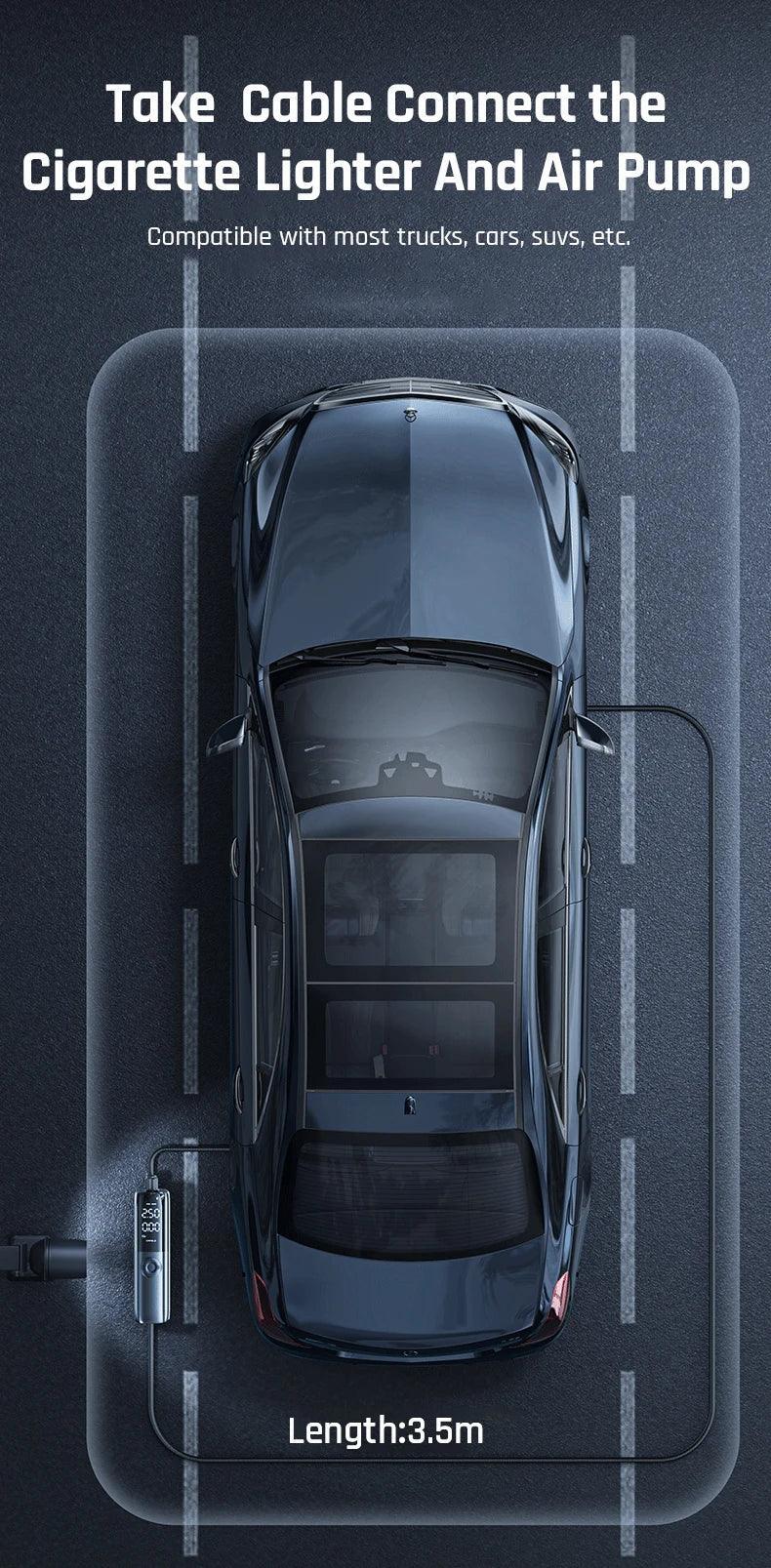 Car Tire Air Pump 12V 150PSI Air Compressor Portable Wired Electric Inflator For Car Motorcycle Bicycle with Extended Power Cord - Franklyn & Page Emporium