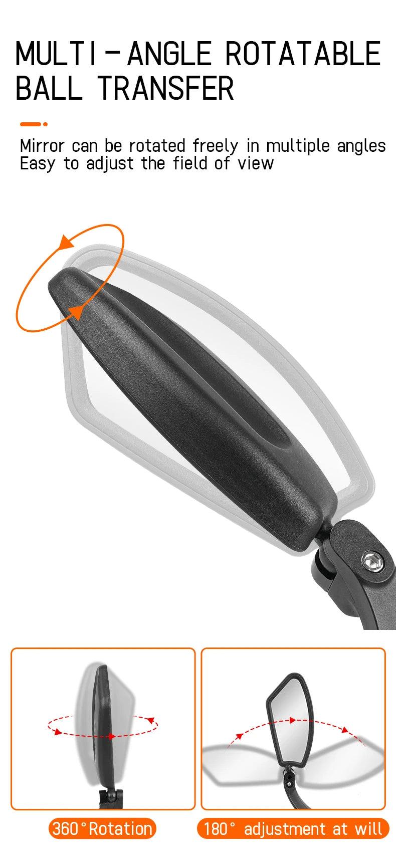 Stainless Steel HD Bike Rear VIew Mirror 360° Rotatable MTB Rear Mirror Widen Big View Road Bicycle Mirror Bike Accessories - Franklyn & Page Emporium