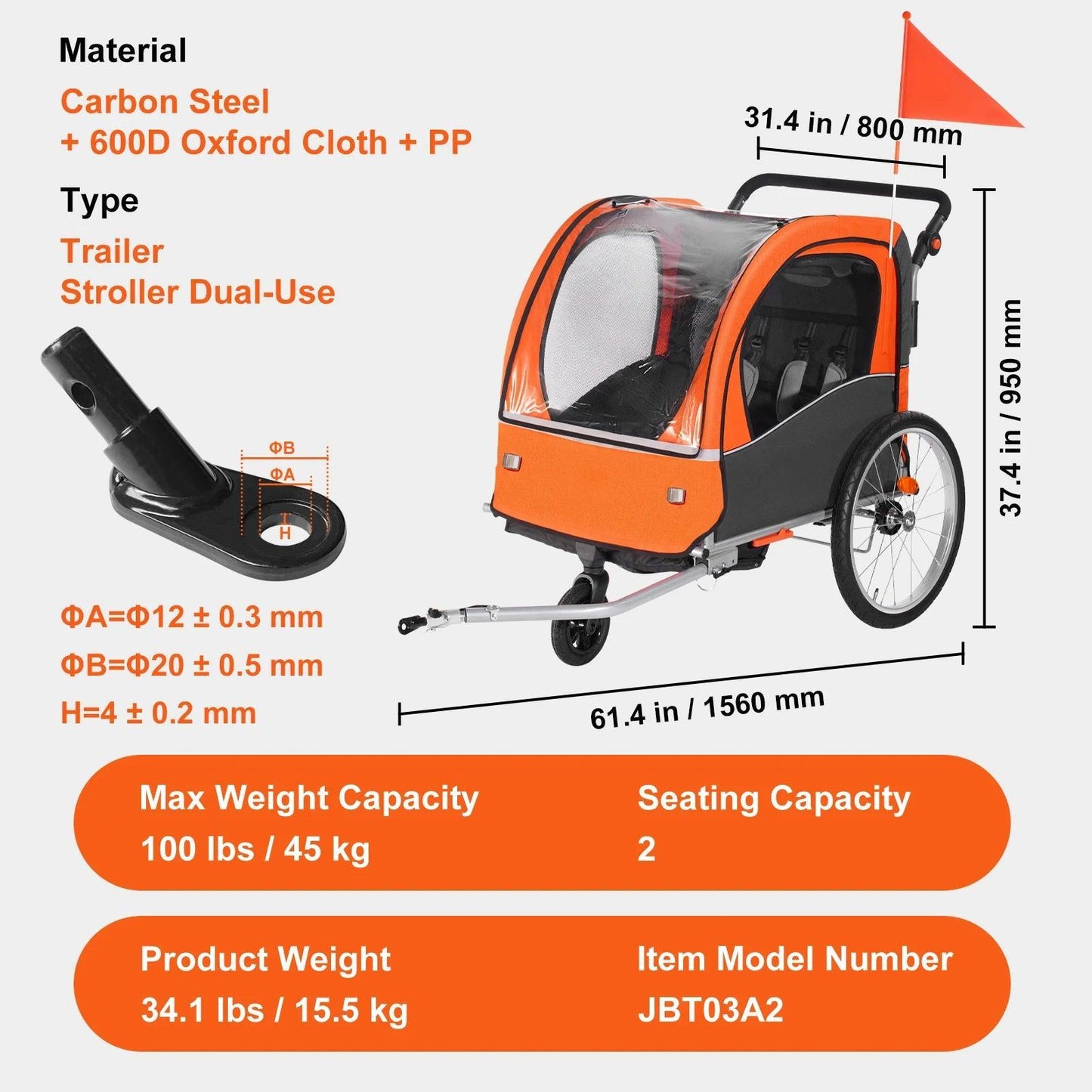 Bike Trailer Double Seat Converting Stroller - Franklyn & Page Emporium