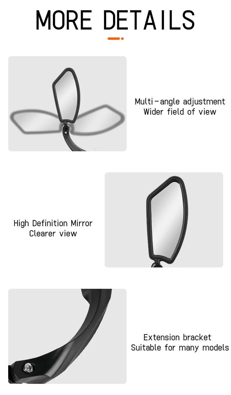 Stainless Steel HD Bike Rear VIew Mirror 360° Rotatable MTB Rear Mirror Widen Big View Road Bicycle Mirror Bike Accessories - Franklyn & Page Emporium