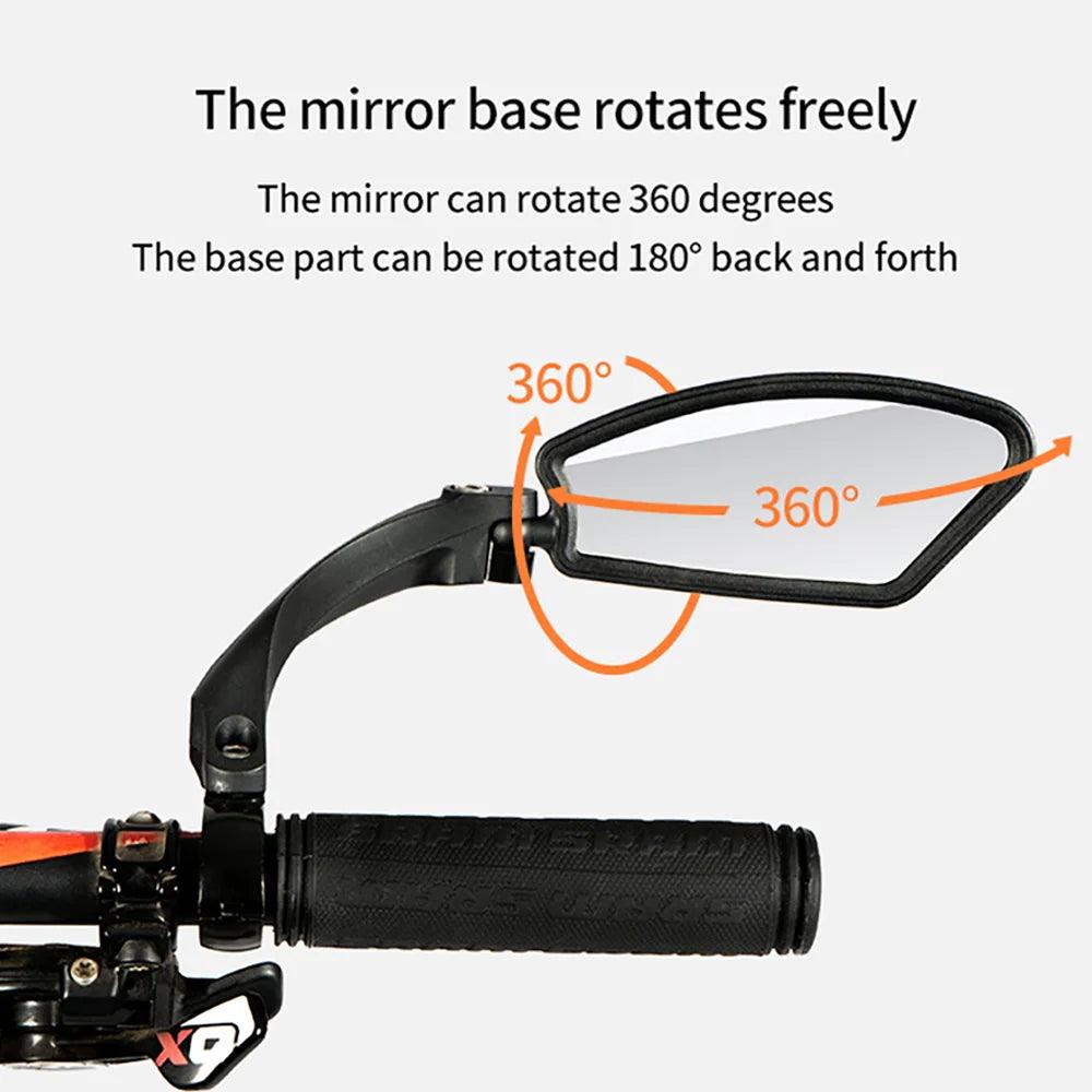 Stainless Steel HD Bike Rear VIew Mirror 360° Rotatable MTB Rear Mirror Widen Big View Road Bicycle Mirror Bike Accessories - Franklyn & Page Emporium