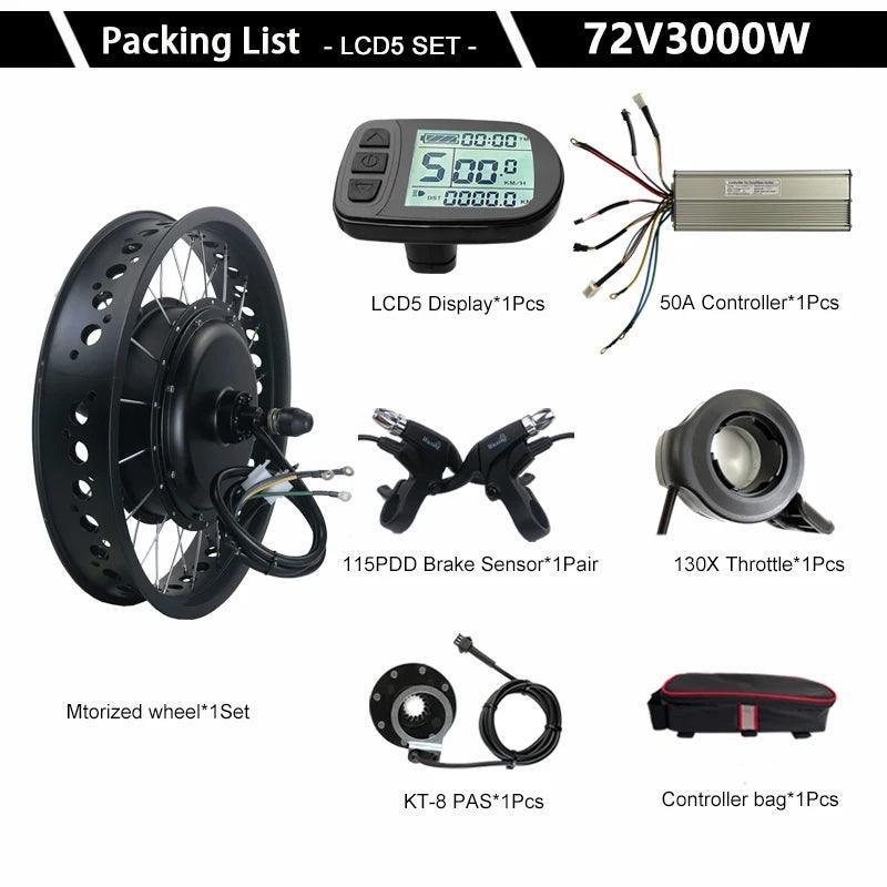 72V 3000W Electric Bike Conversion Kit Fat EBike 20" 26" x4.0 Motor - Franklyn & Page E-Bike Emporium