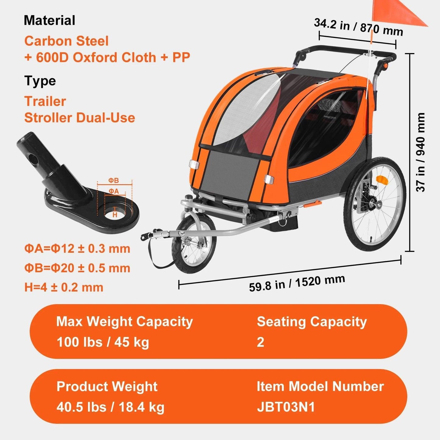 Bike Trailer Double Seat Converting Stroller - Franklyn & Page Emporium