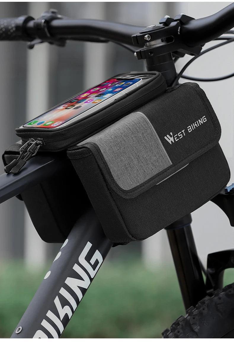 WEST BIKING Bicycle Bag Cycling Top Front Tube Frame Bag 7.0Inches Phone Case Storage Touch Screen MTB Road Bike Bag Accessories - Franklyn & Page Emporium