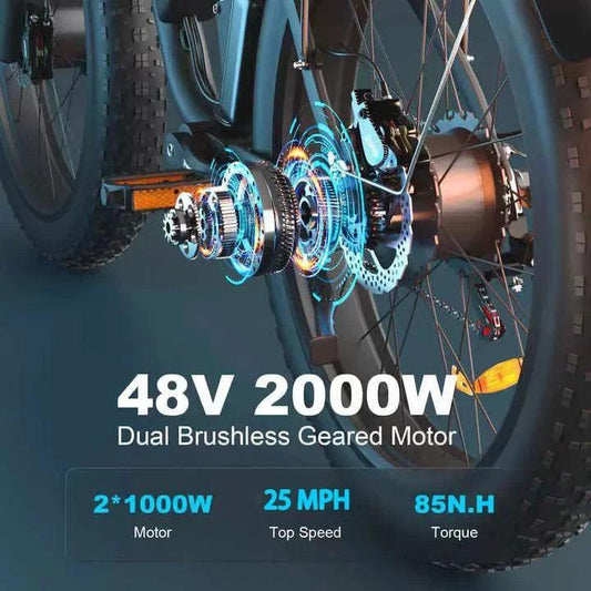 2000W 22AH 48v Dual Motor Electric Bike Mountain E-MTB 26" 4.0" Fat Tire (55-60 km/h) - Franklyn & Page E-Bike Emporium