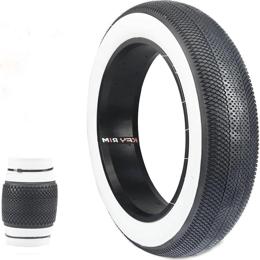 ZUKKA 20 x 4.0 Fat Tire for Ebike Mountain Bike Heavy Duty Wear-Resistant Black White E-Bike Mountain Snow Bike Tire - Franklyn & Page Emporium