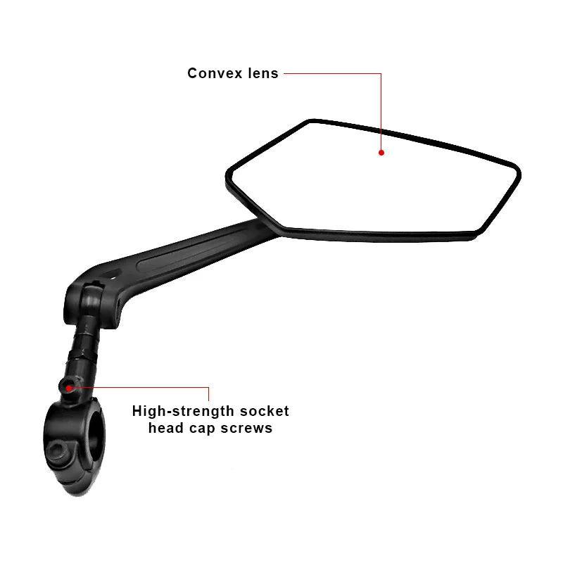 Bicycle Rear View Mirror Bike Cycling Clear Wide Range Back Sight Rearview Reflector Adjustable Handlebar Left Right Mirror - Franklyn & Page E-Bike Emporium