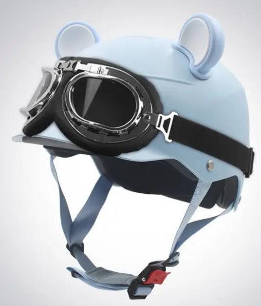 Motorcycle Helmet German Leather Style Pilot Motorcycle Open Face Retro Half Helmet Cruise Chopper Biker Helmet