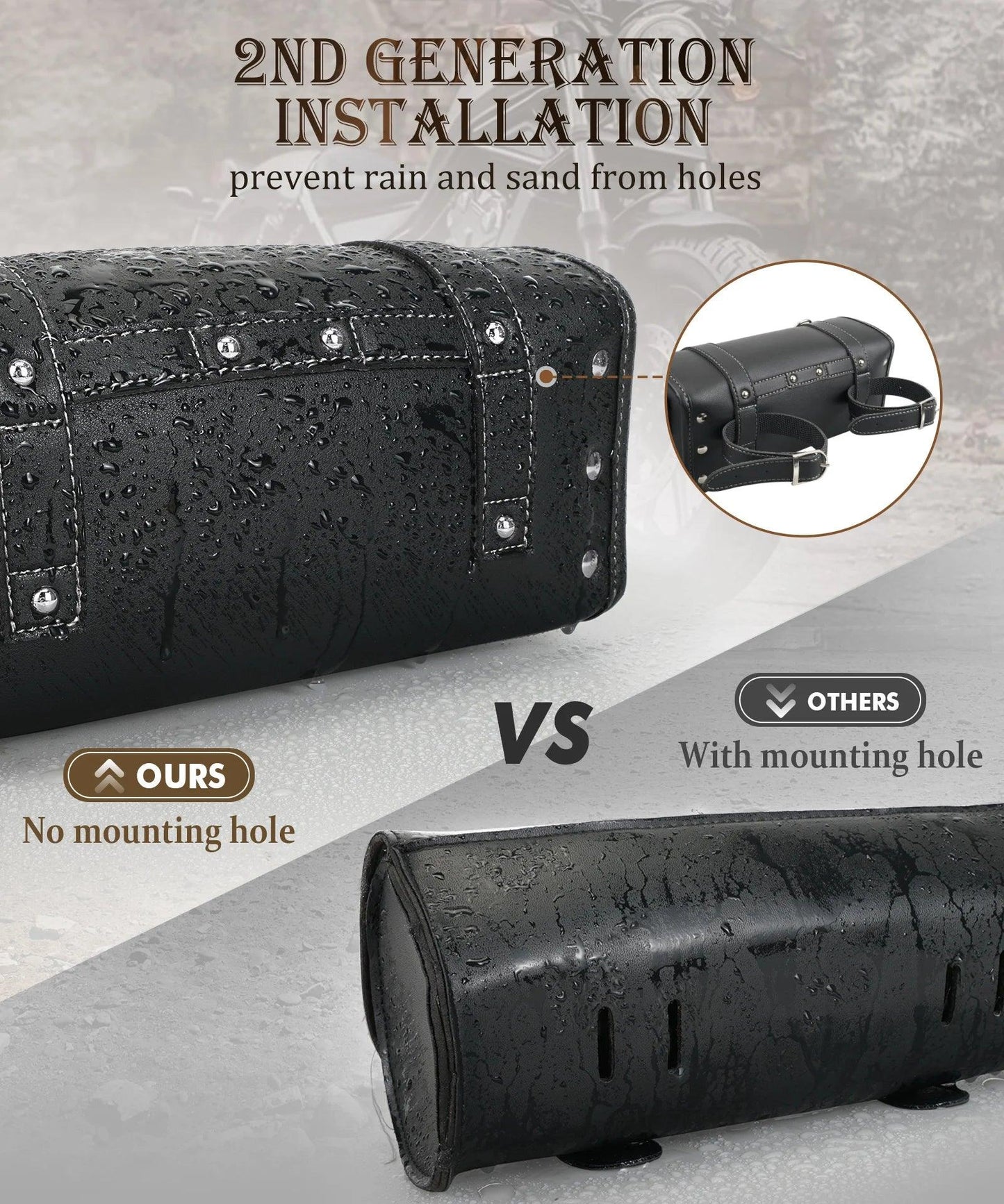 Waterproof Leather Motorcycle Handlebar Saddlebag for Harley Davidson Sportster HondaDual Sport Motorbike Tool Storage Front Box