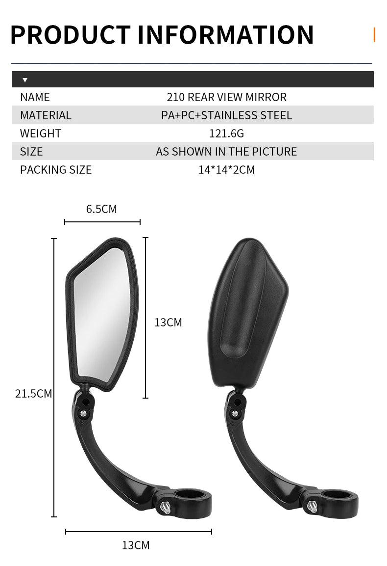 Stainless Steel HD Bike Rear VIew Mirror 360° Rotatable MTB Rear Mirror Widen Big View Road Bicycle Mirror Bike Accessories - Franklyn & Page Emporium