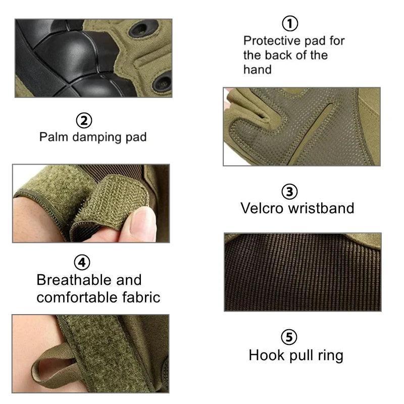 Pair Motorcycle Gloves Men Tactical Hunting Shooting Knuckle Protection Outdoor Sports Full Finger Cycling Bike Gloves - Franklyn & Page Emporium