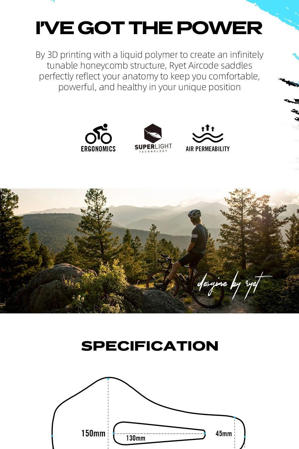 RYET 3D Printed Carbon Bike Saddle For MTB Road Bike Cycling Seat Bicycle Ultralight Saddle Full Carbon Cushion Cycling Parts - Franklyn & Page Emporium