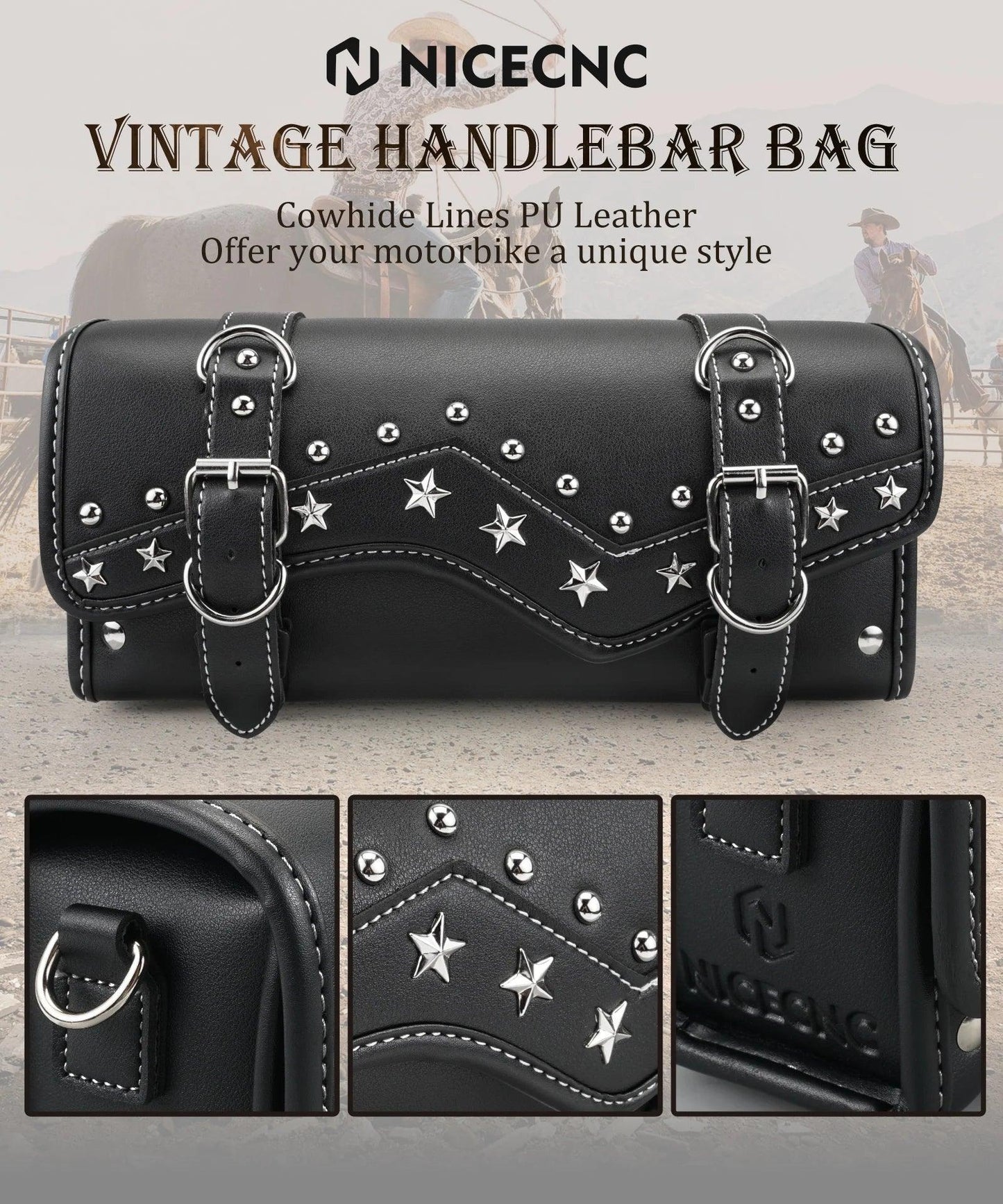 Waterproof Leather Motorcycle Handlebar Saddlebag for Harley Davidson Sportster HondaDual Sport Motorbike Tool Storage Front Box