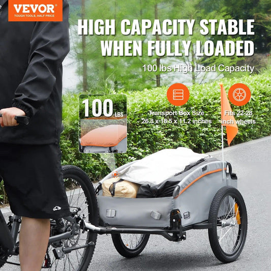 Bike Cargo Trailer Foldable Bicycle Wagon Cart with Waterproof Cover & Safe Reflectors Fits 22" 28" Bike Wheel - Franklyn & Page E-Bike Emporium