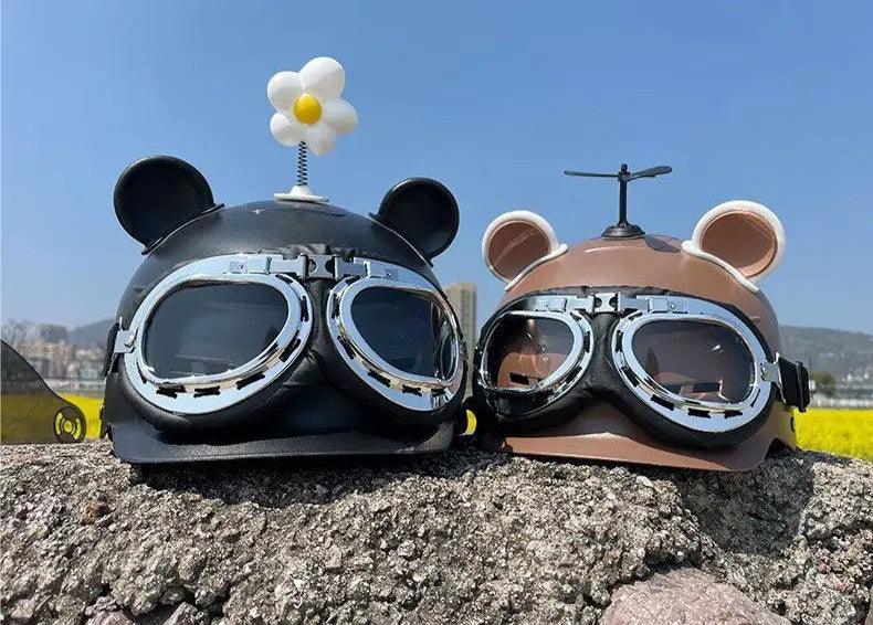 Motorcycle Helmet German Leather Style Pilot Motorcycle Open Face Retro Half Helmet Cruise Chopper Biker Helmet