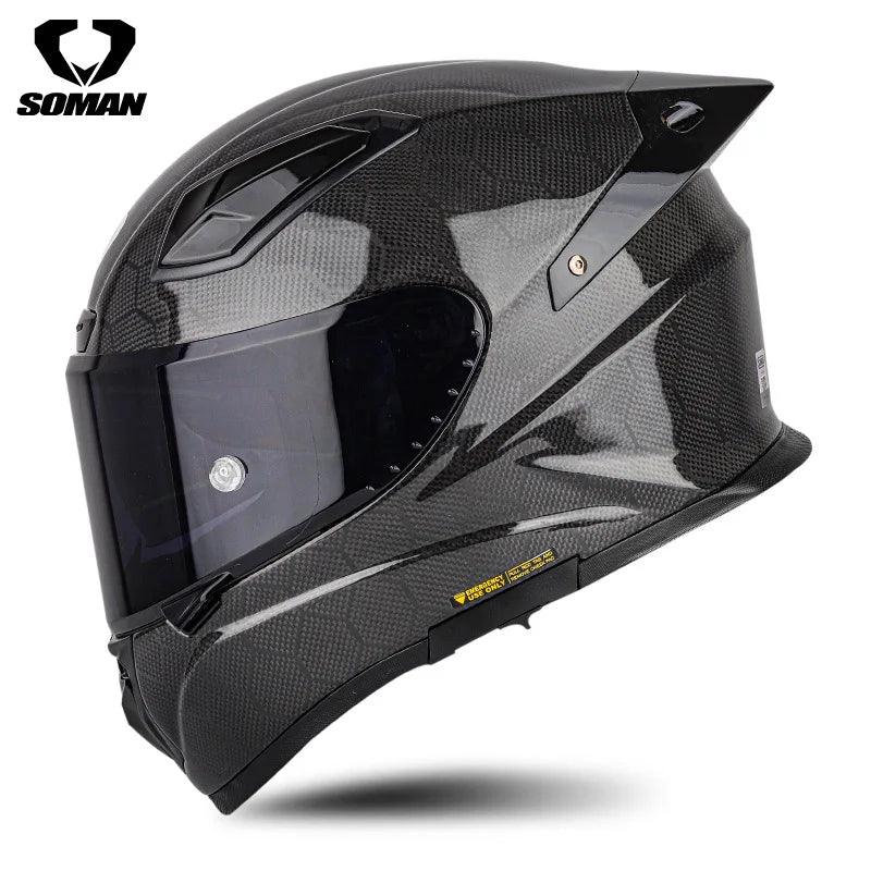 DOT approved Carbon Fibre Helmet Helm Casque Kask Casco with tinted mirror visor - Franklyn & Page Emporium