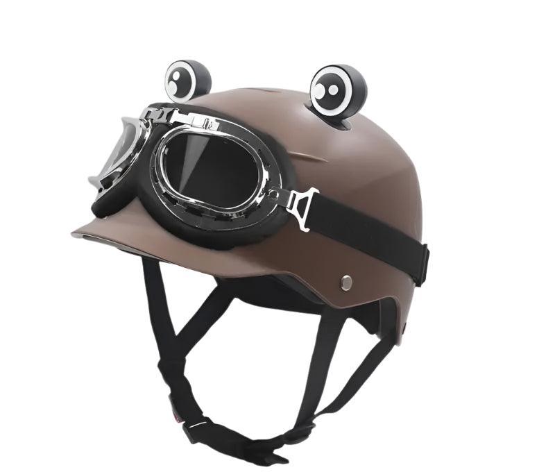 Motorcycle Helmet German Leather Style Pilot Motorcycle Open Face Retro Half Helmet Cruise Chopper Biker Helmet