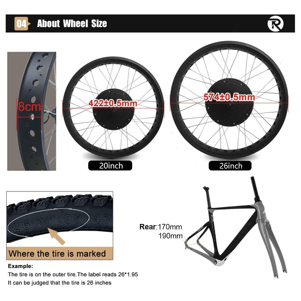 72V 3000W Electric Bike Conversion Kit Fat EBike 20" 26" x4.0 Motor - Franklyn & Page E-Bike Emporium