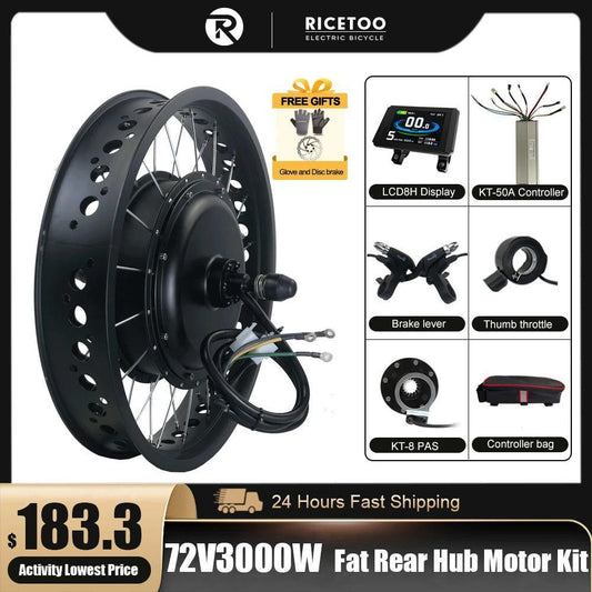 72V 3000W Electric Bike Conversion Kit Fat EBike 20" 26" x4.0 Motor - Franklyn & Page E-Bike Emporium