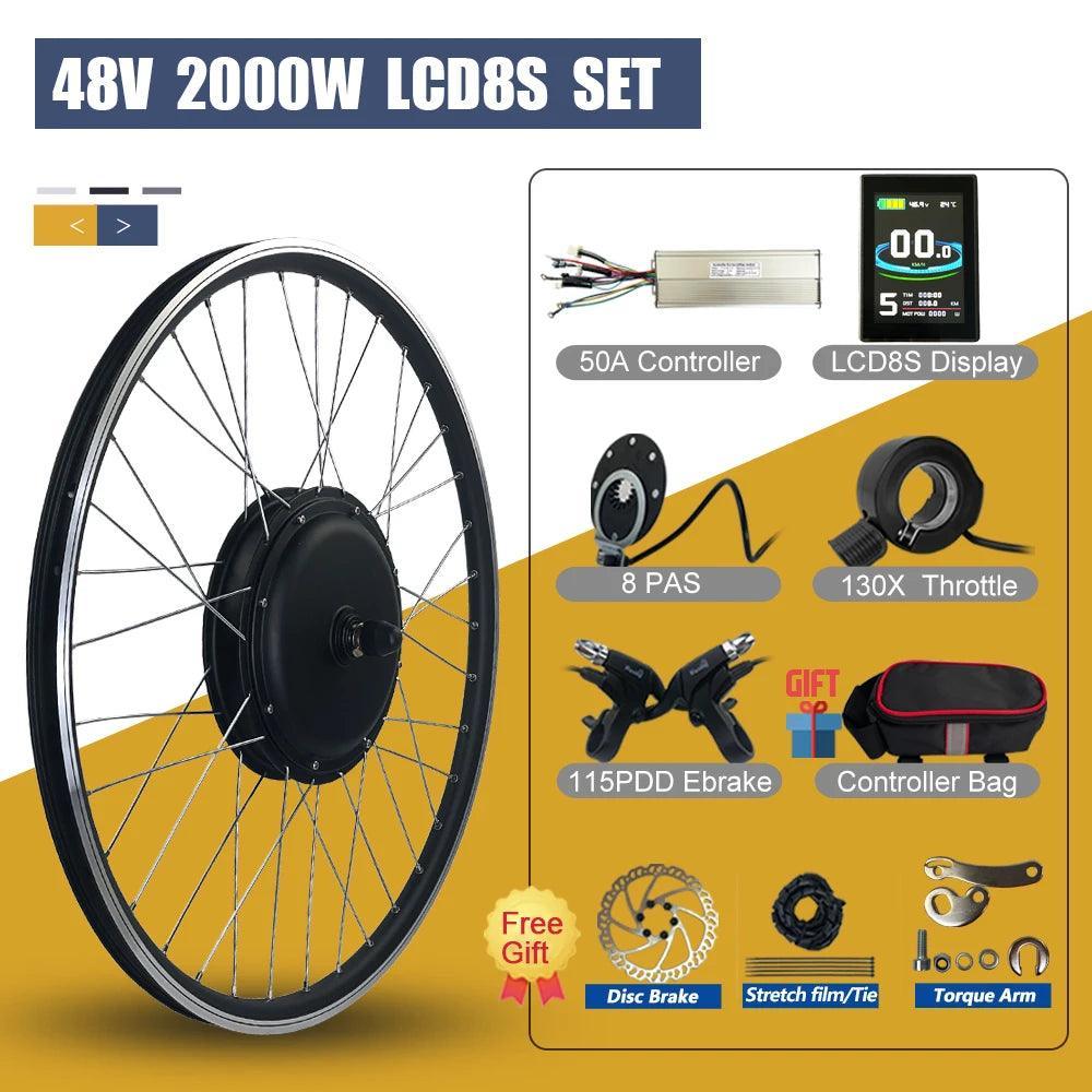 Electric Bike 48V 2000W Conversion Kit 20 26 27.5 700C 28 29 inch Brushless Front Rear Hub Motor Wheel For Ebike Conversion Kit - Franklyn & Page Emporium