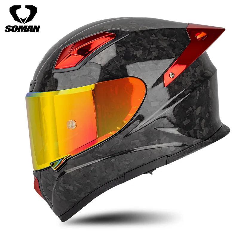 DOT approved Carbon Fibre Helmet Helm Casque Kask Casco with tinted mirror visor - Franklyn & Page Emporium