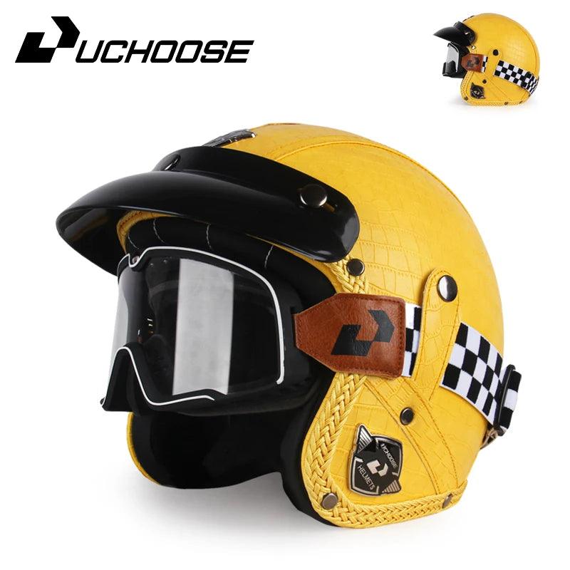 DOT Open Face Three Quarters Casco Moto Motorcycle Accessories Men Moto Helmets Certificated Retro Motorcycle Helmet Free Goggle